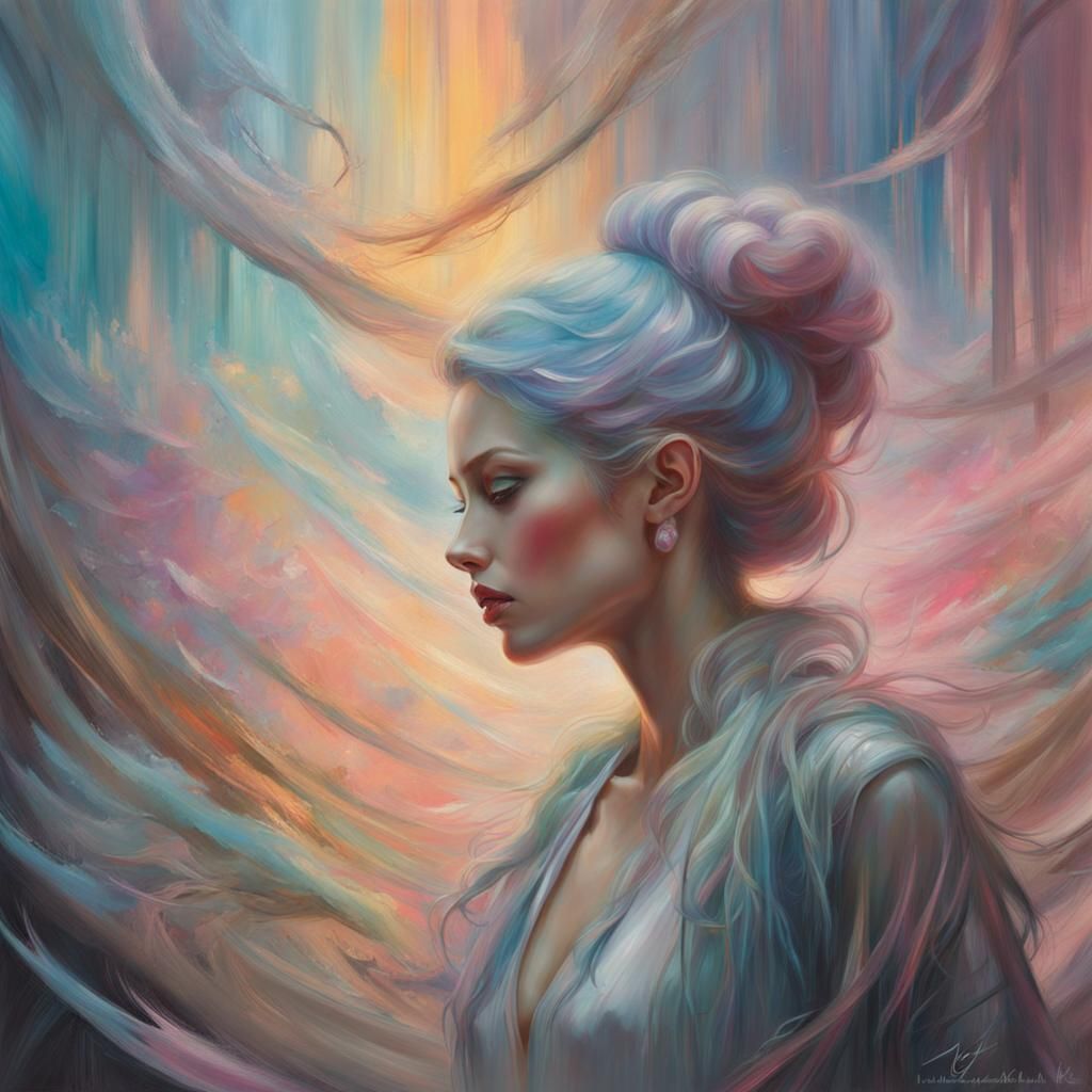 Iridescent Pastel Painting with Glowing Edges