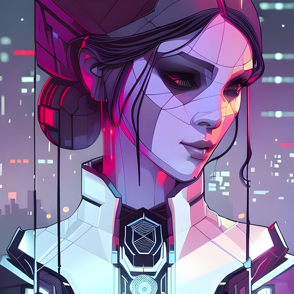 Cyberpunk Woman Portrait Under the Moon