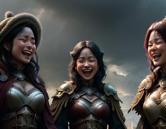 Women Laughing Hysterically: A Dramatic Digital Painting