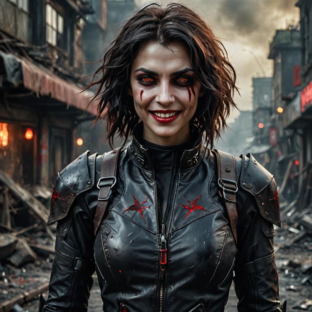 Post-Apocalyptic Vampire Lady in Airbrush Style