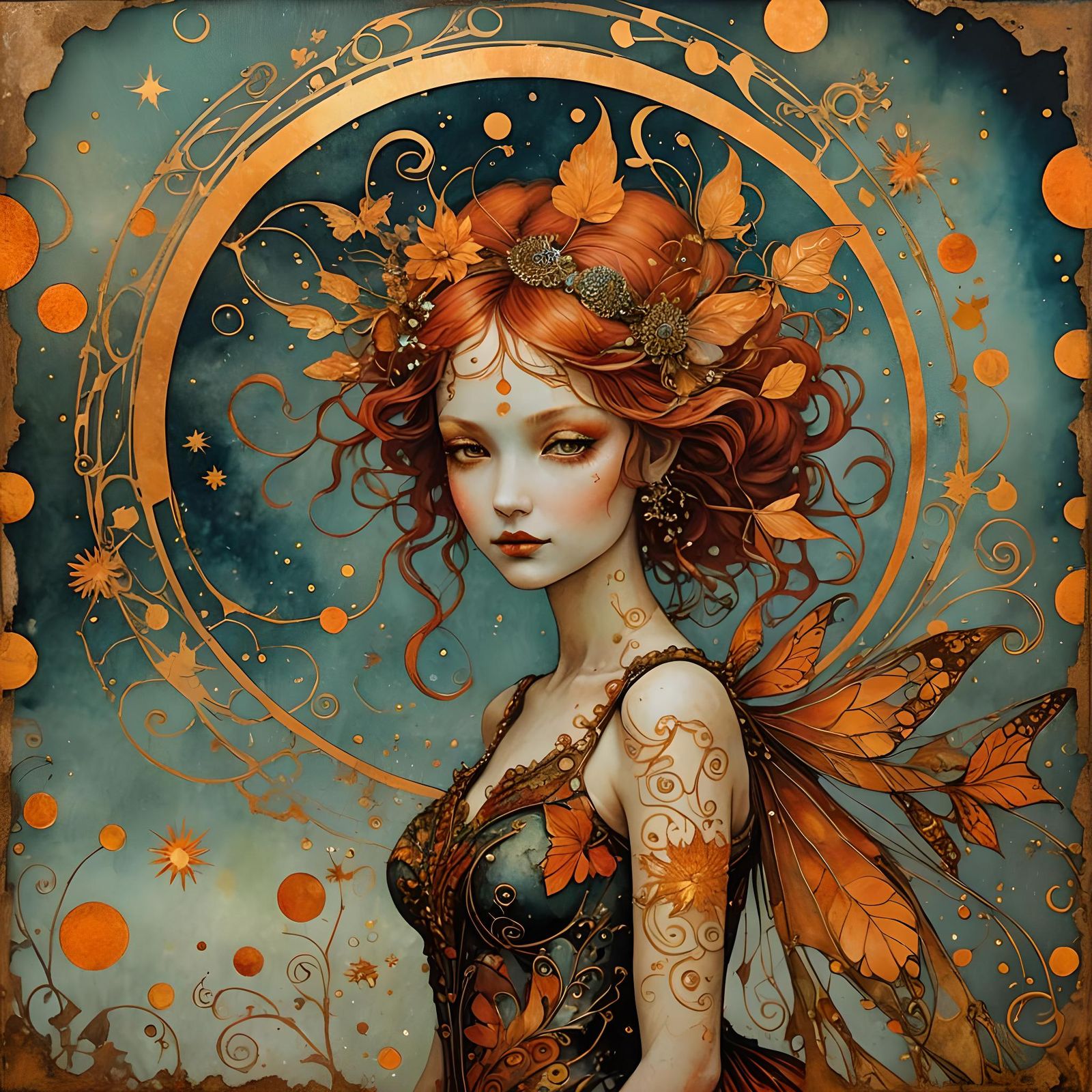 Fiery Fairy Eclipse in Eclectic Surrealist Style