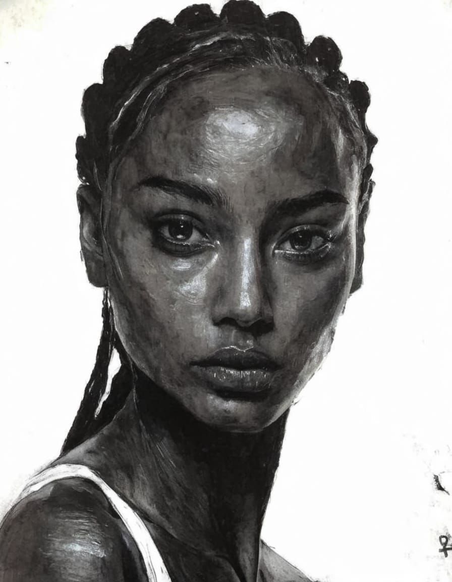 Gothgirl Portrait in Minimalist Style