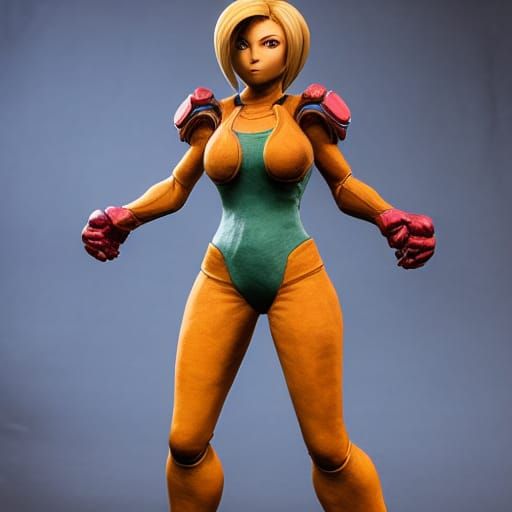 Samus Aran Felted Sculpture in Comic Style