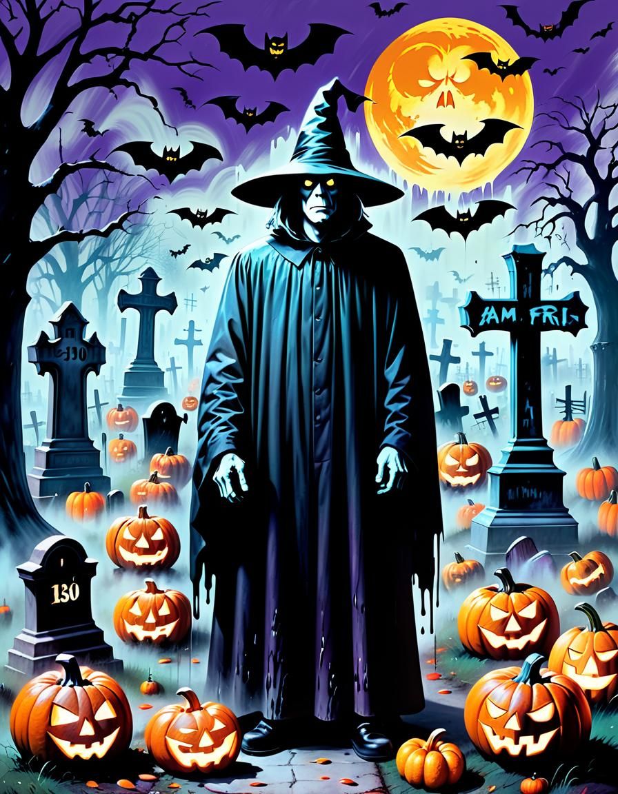 Spooky Halloween Movie Poster in Street Art Style