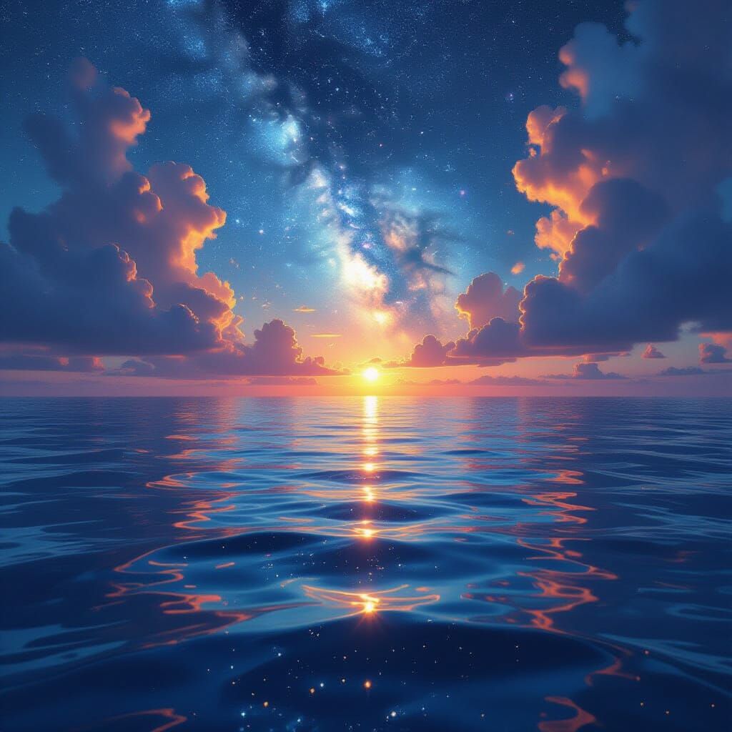 Cosmic Ocean Meets Outer Space in Surreal Digital Art