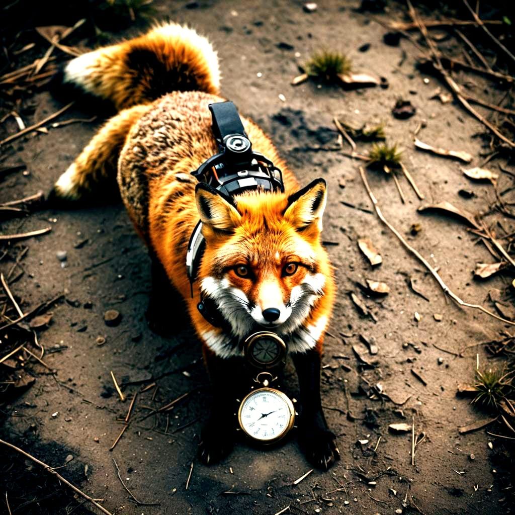 Cinematic Fox with Stopwatch Film Still