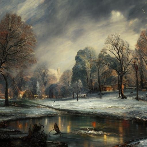 Winter Wonderland Landscape in Constable Style