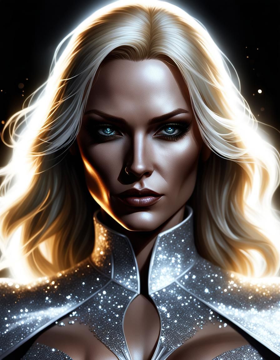 Emma Frost: Detailed 2.5D Digital Art in Chiaroscuro