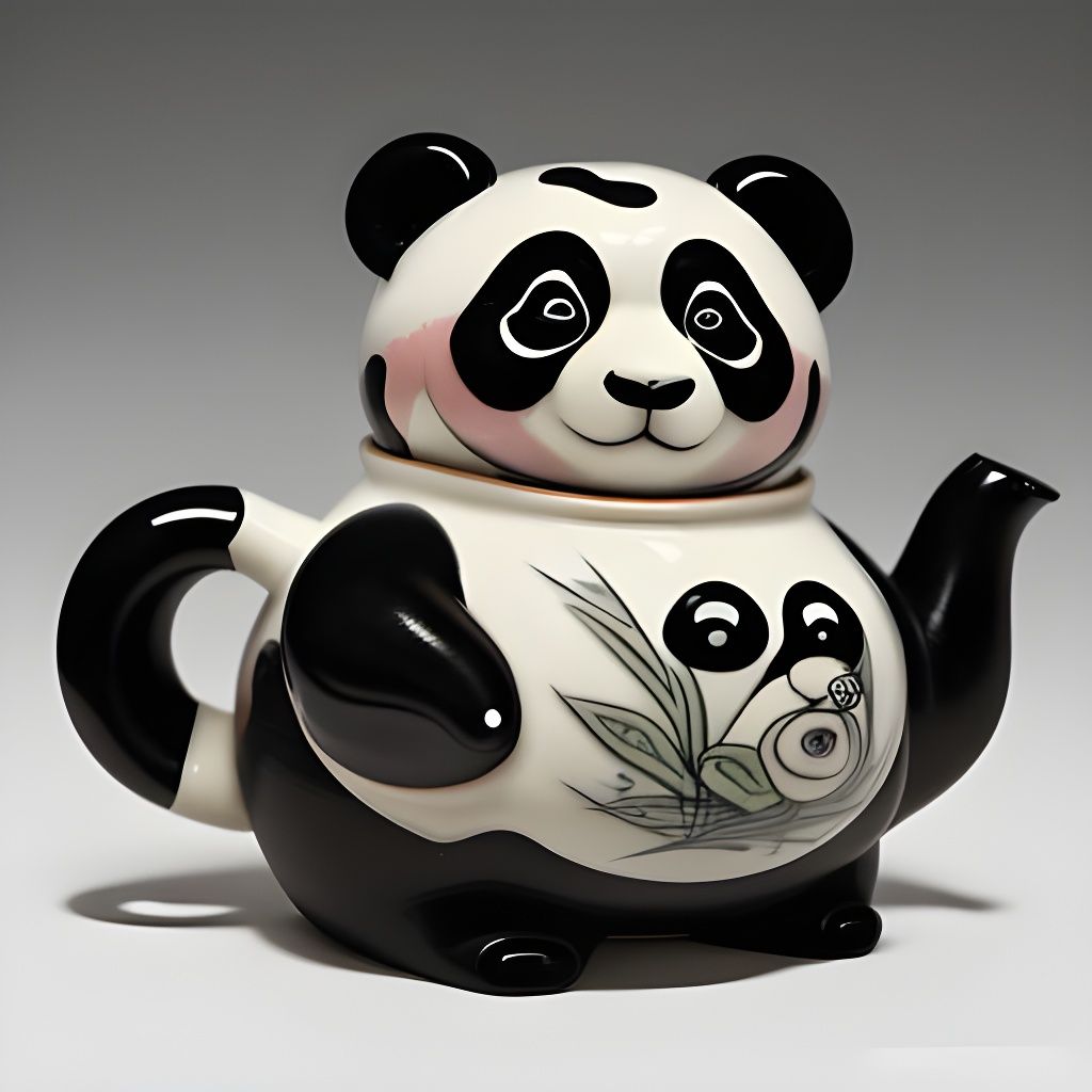 Whimsical Panda Teapot: Maximalist Clay Pottery