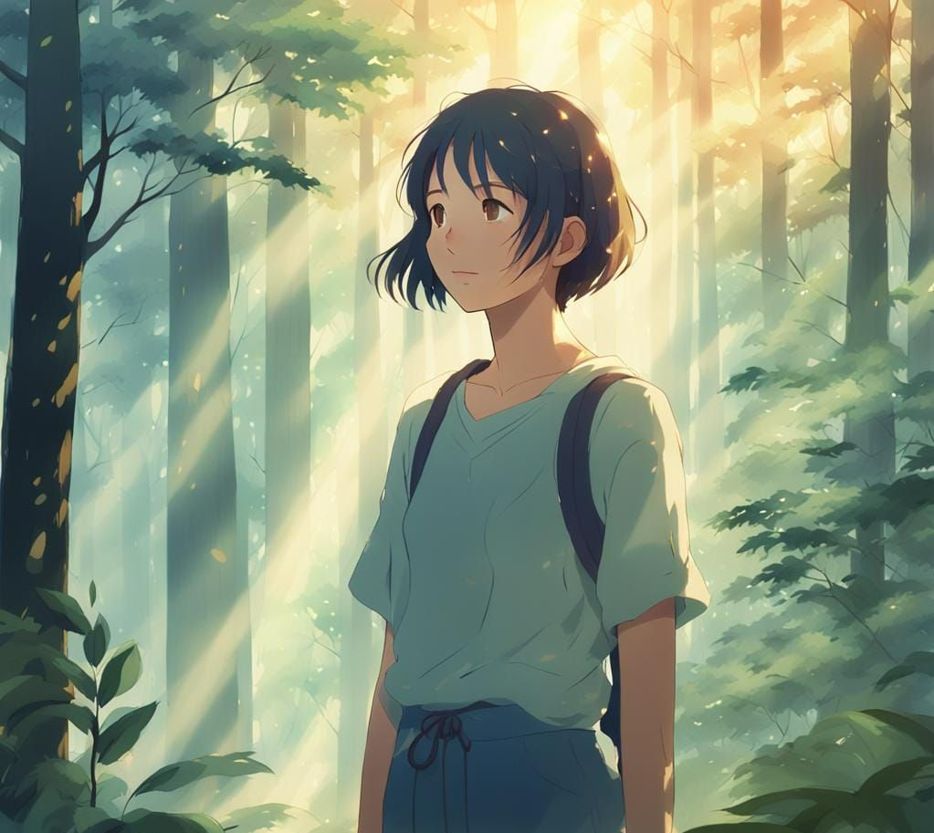 Emotional Anime Scene in Studio Ghibli Style