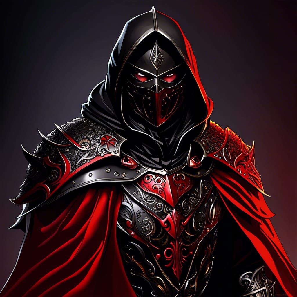 Anime Assassin Portrait with Leather Armor and Mask