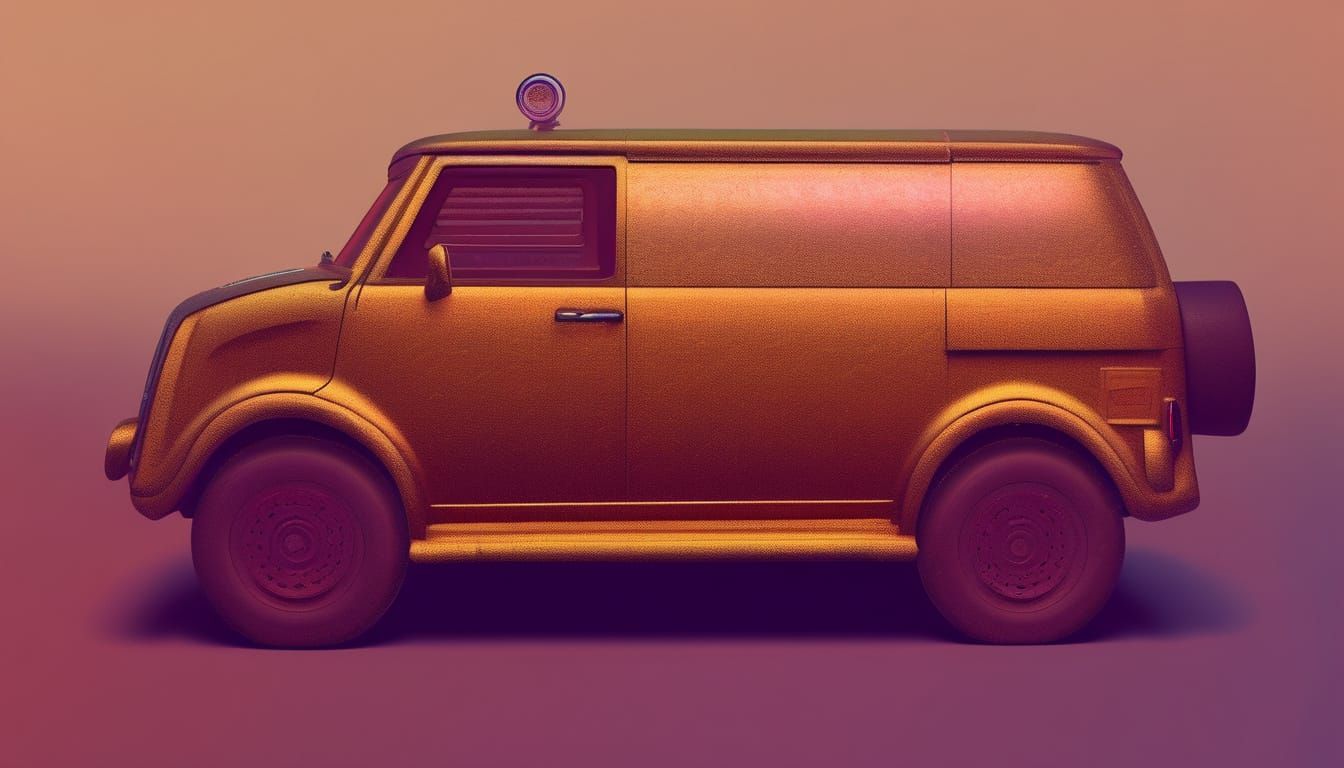 Person at Van Show in Alphonse Mucha Style