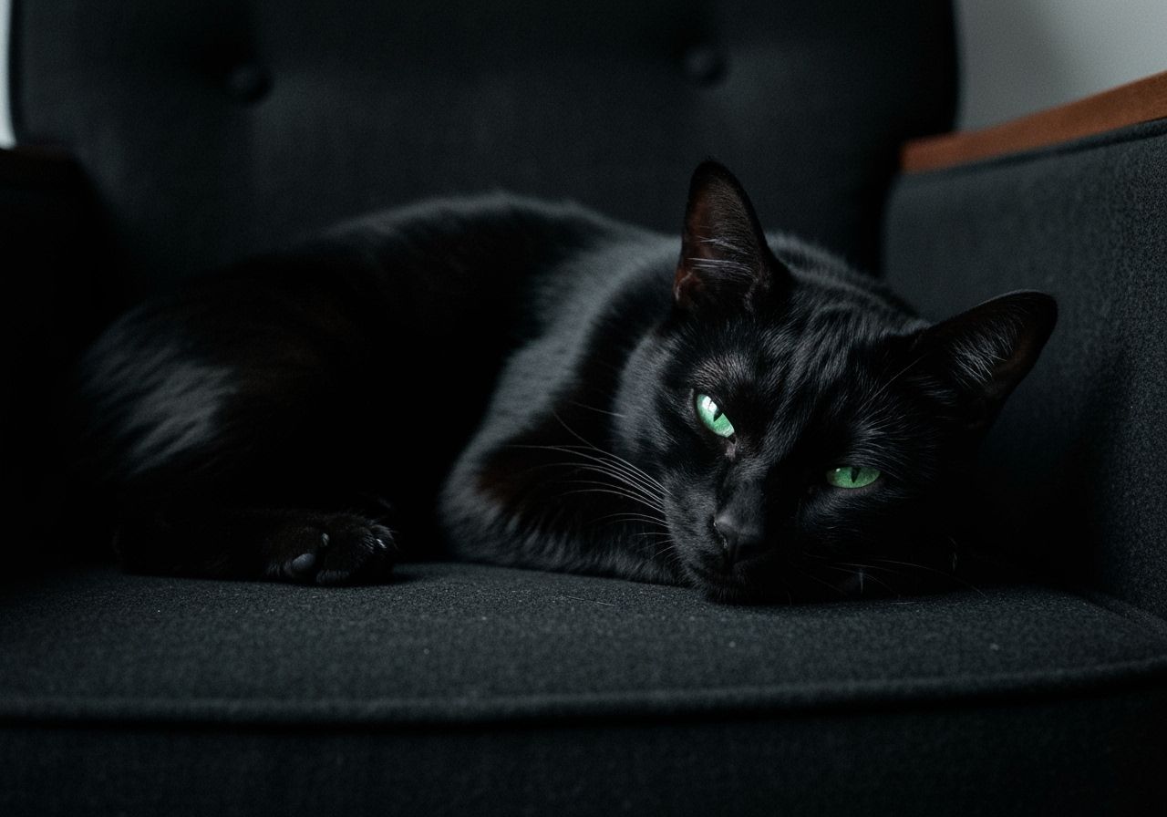 Tenebrism Photo: Black Cat on Armchair