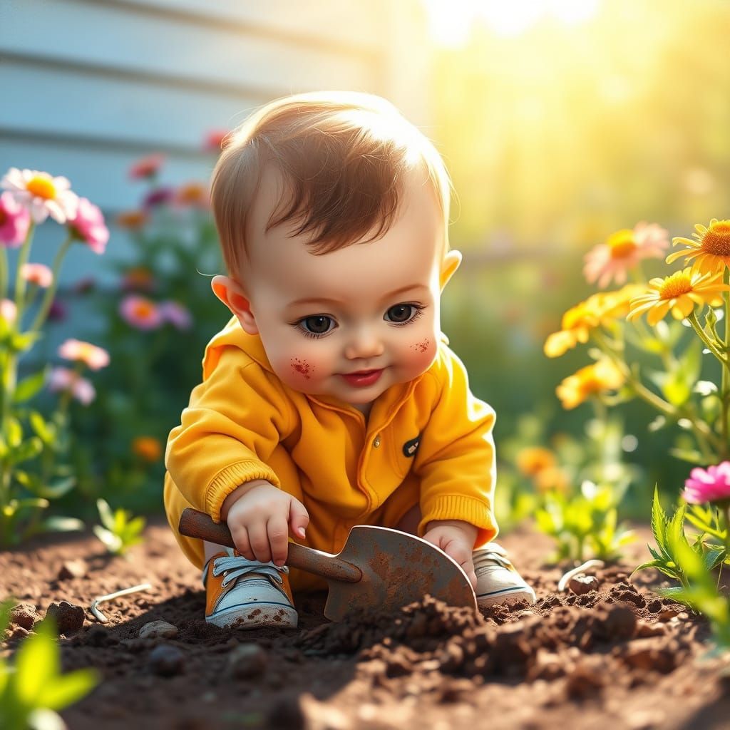 Vibrant Garden Adventure in Fantasy Illustration Style