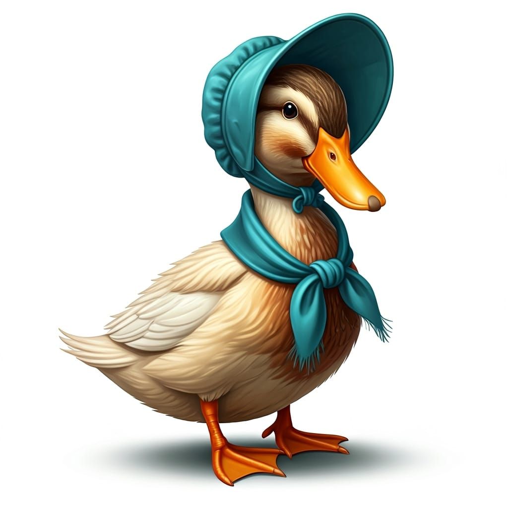 Quaint Duck in Bonnet and Shawl