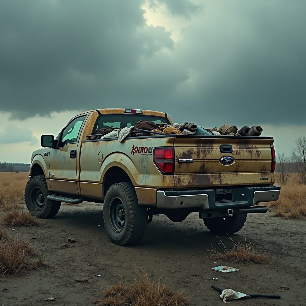 Apocalyptic Ford F150 in Digital Matte Painting Style