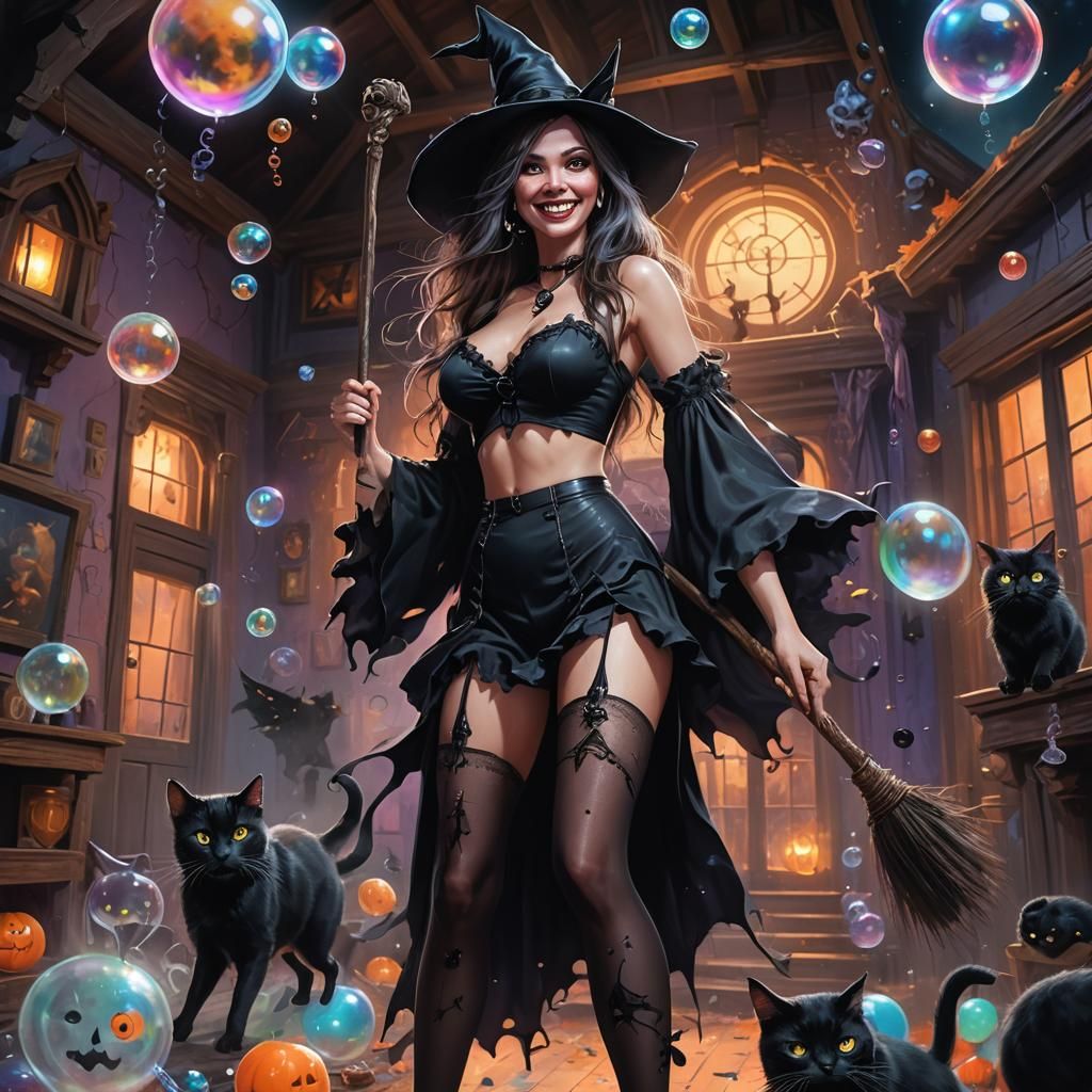 Enchanting Witch in Haunted House, Splash Art