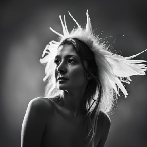 Ethereal Infrared Portrait of Winged Person