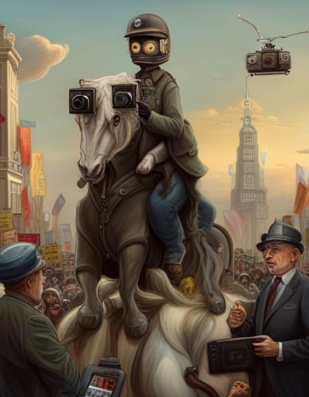 Surreal Protest Scene in Mark Ryden Style