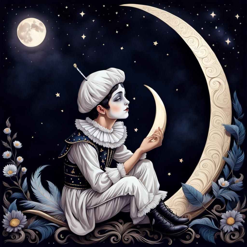Pierrot on the Moon: Storybook Illustration