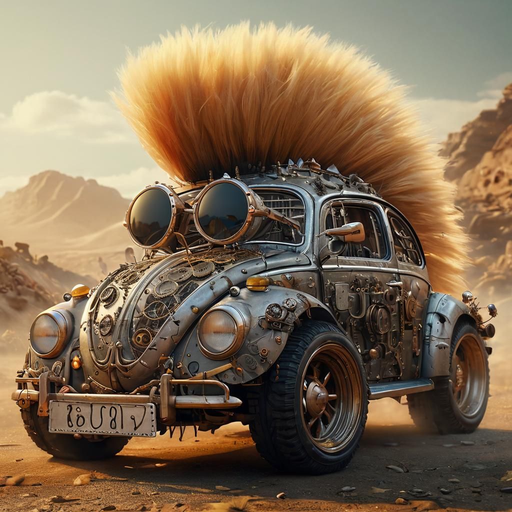 Steampunk VW Bug with Mohawk in Matte Painting