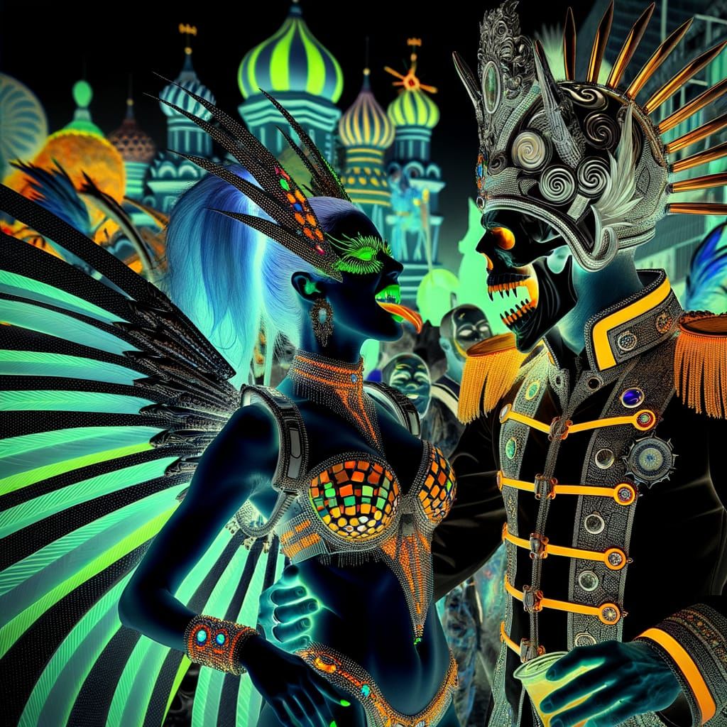 Futuristic Vampires at a Vibrant Street Party