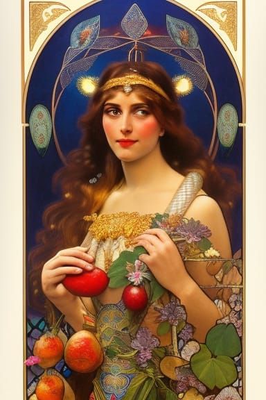 Middle Eastern Eve in Eden: Art Nouveau Portrait