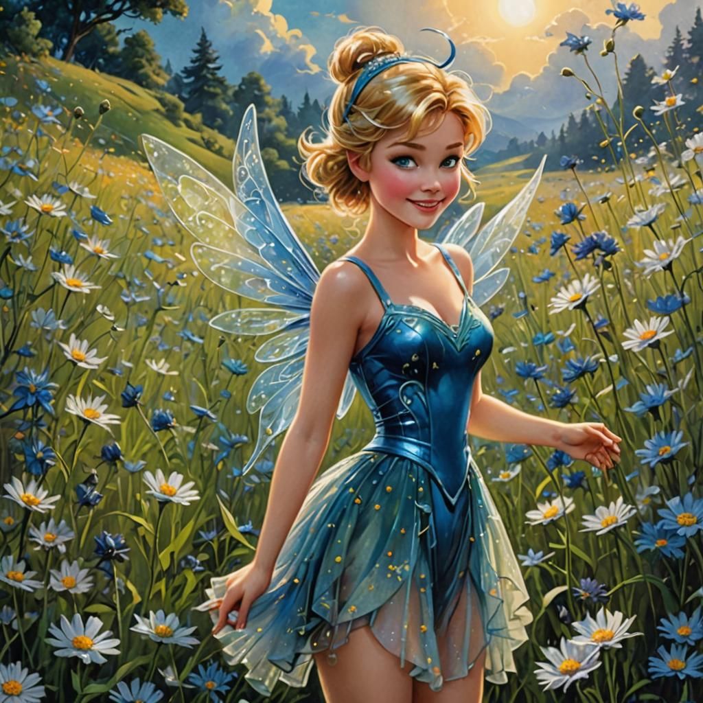 Fairy in Nigellia Field: Comic Book Art