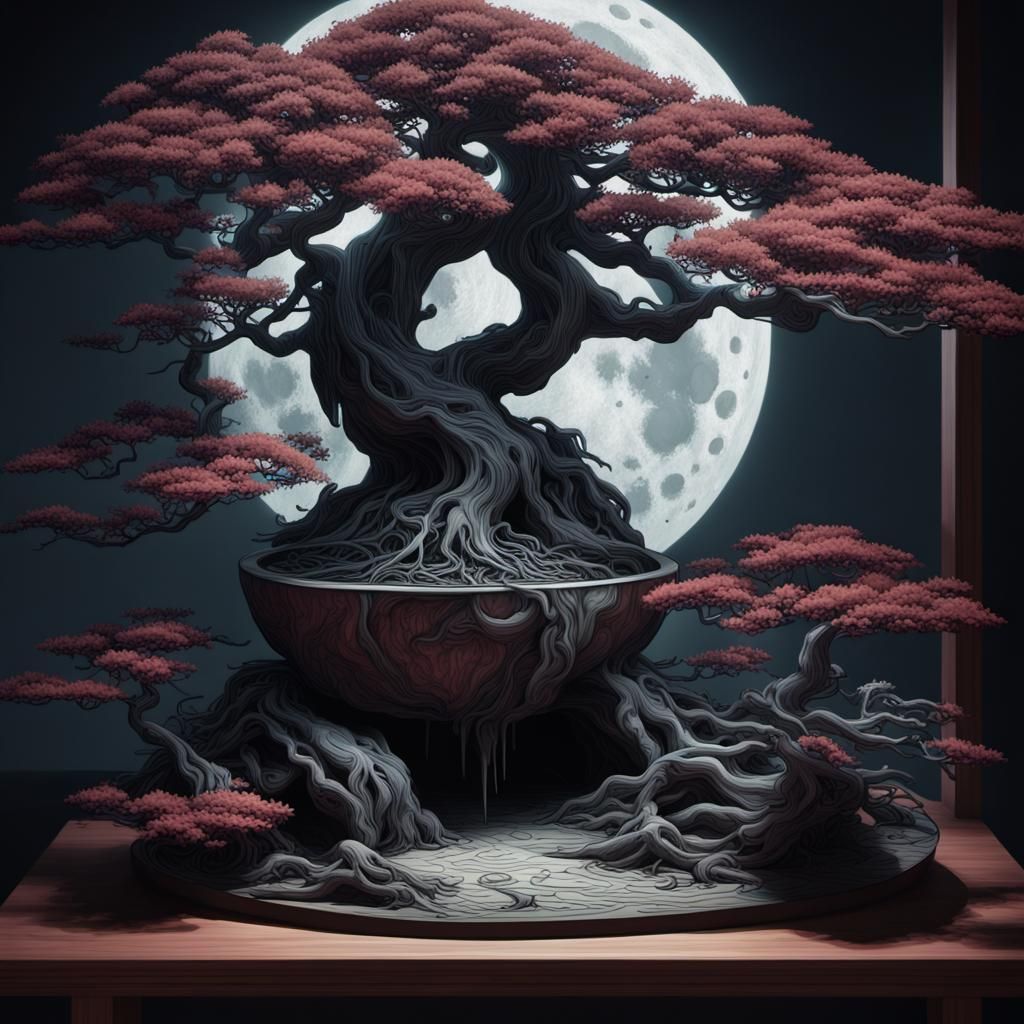 Bonsai Master of Bloodied Blades: Hyperrealistic Concept Art