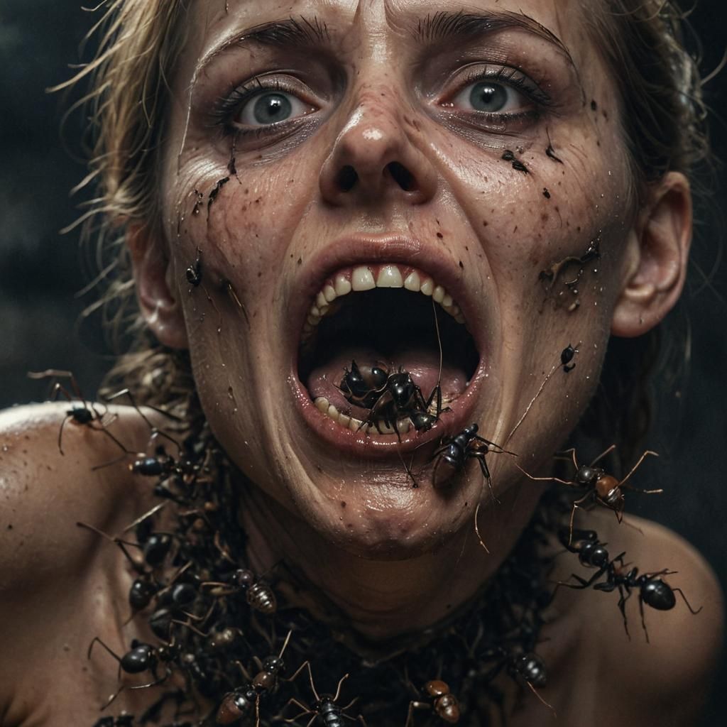 Terrified Woman's Surreal Horror: Ants Nesting