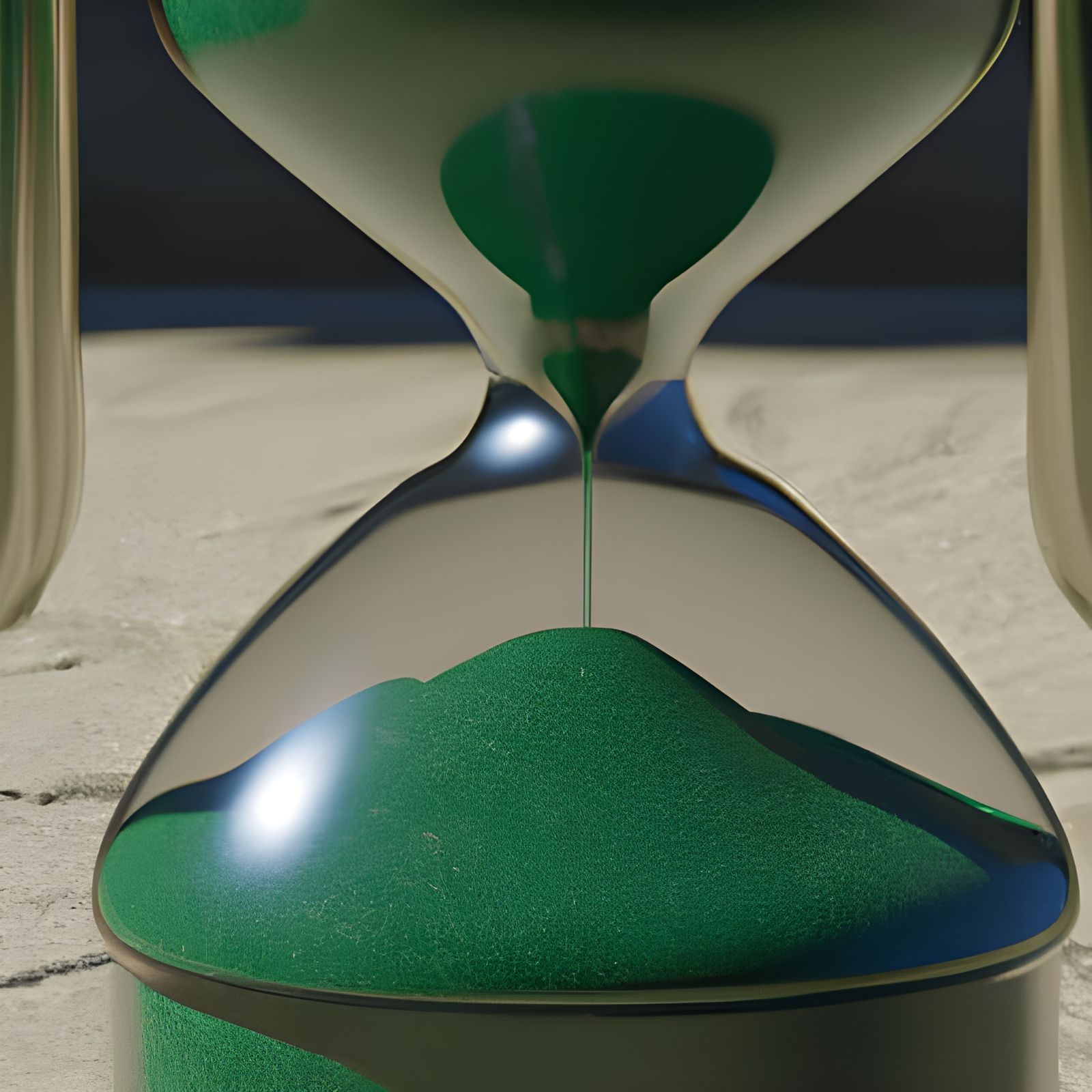 Green Sand Hourglass in Hyperrealistic 3D Render