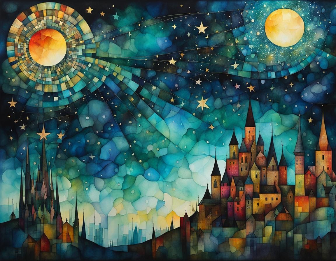 Magical Surreal Wish Upon a Star in Cubist Style