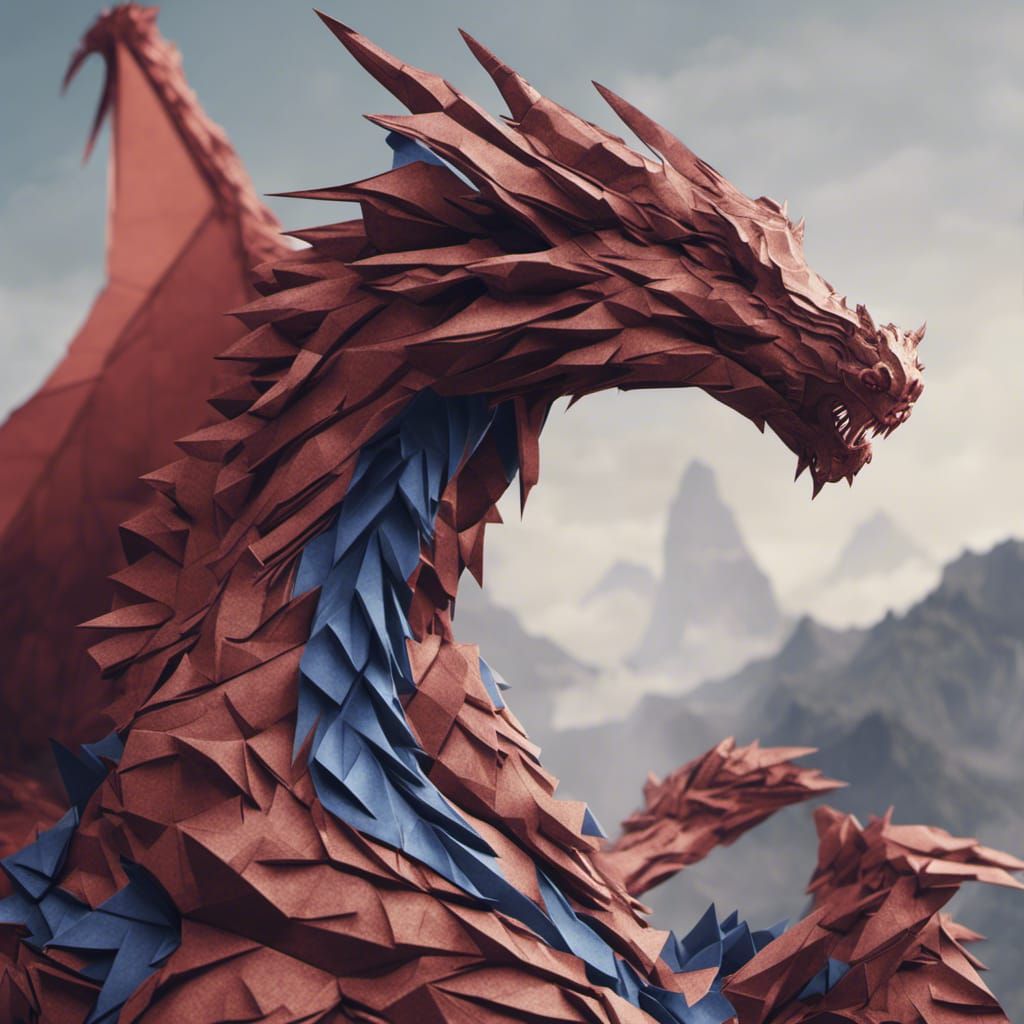 Origami Ancient Dragon designed by Satoshi Kamiya,