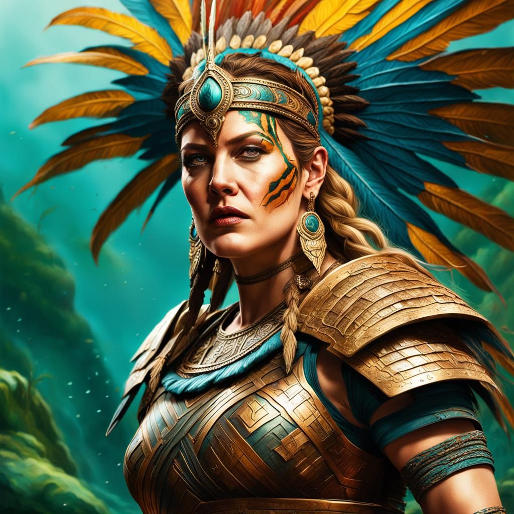 Drew Barrymore as Amazon Warrior in Splash Art Style