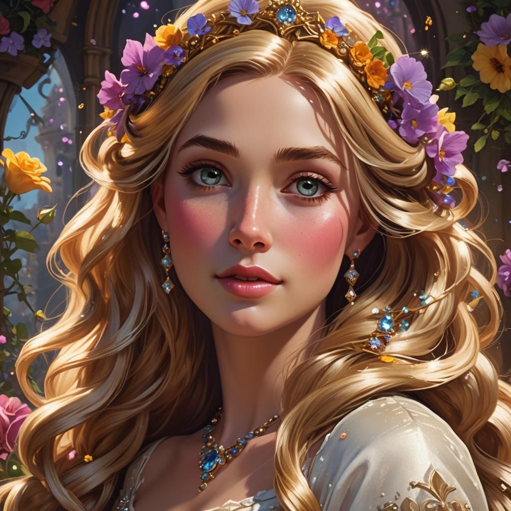 Princess Rapunzel Wedding Portrait in Pin-up Style