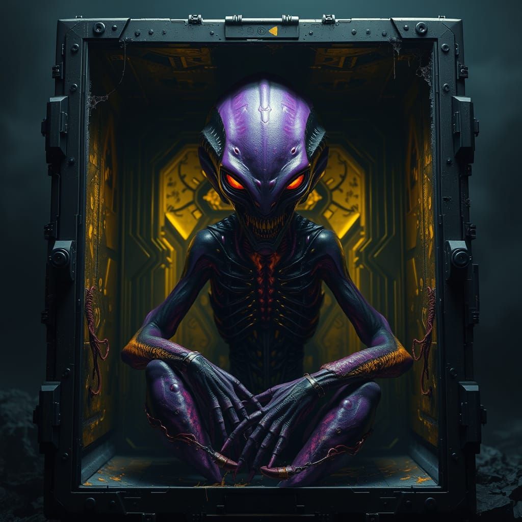 Cyberpunk Alien Masterpiece in Dark Fantasy Box