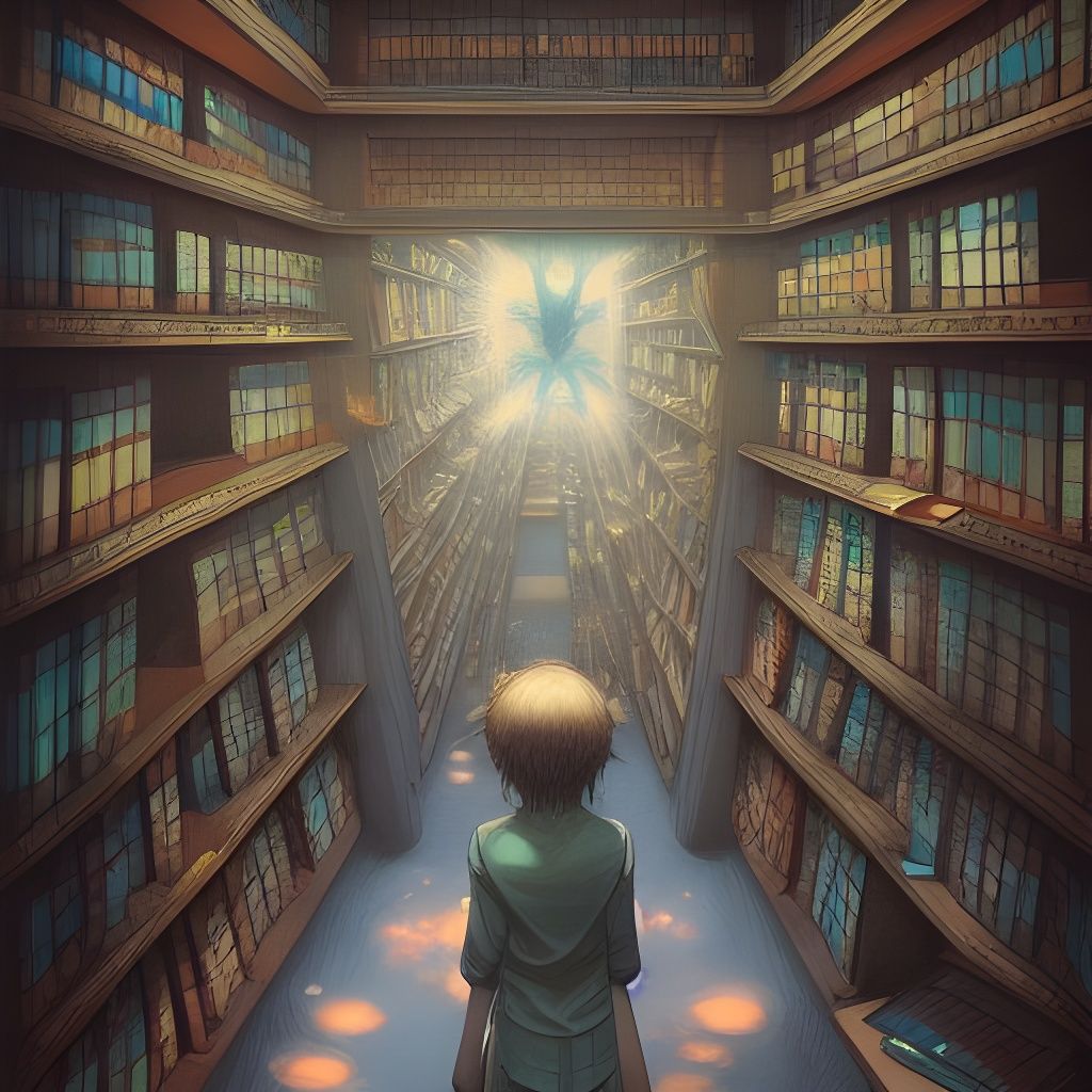 Library with Bottomless Pit, Anime Style