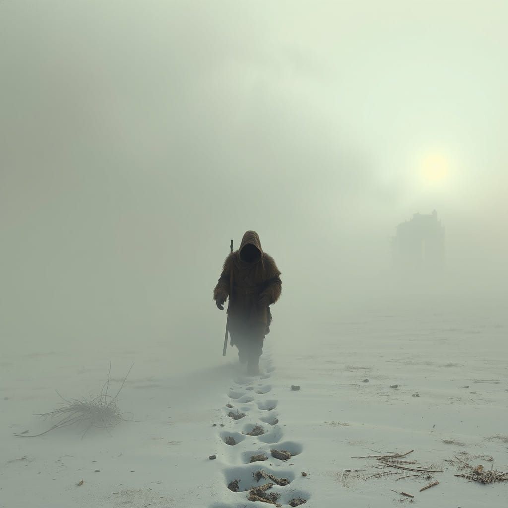 Desolate Winter Landscape Under a Somber Sky