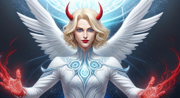 Angelic Guardian and Devil in Abstract Conflict