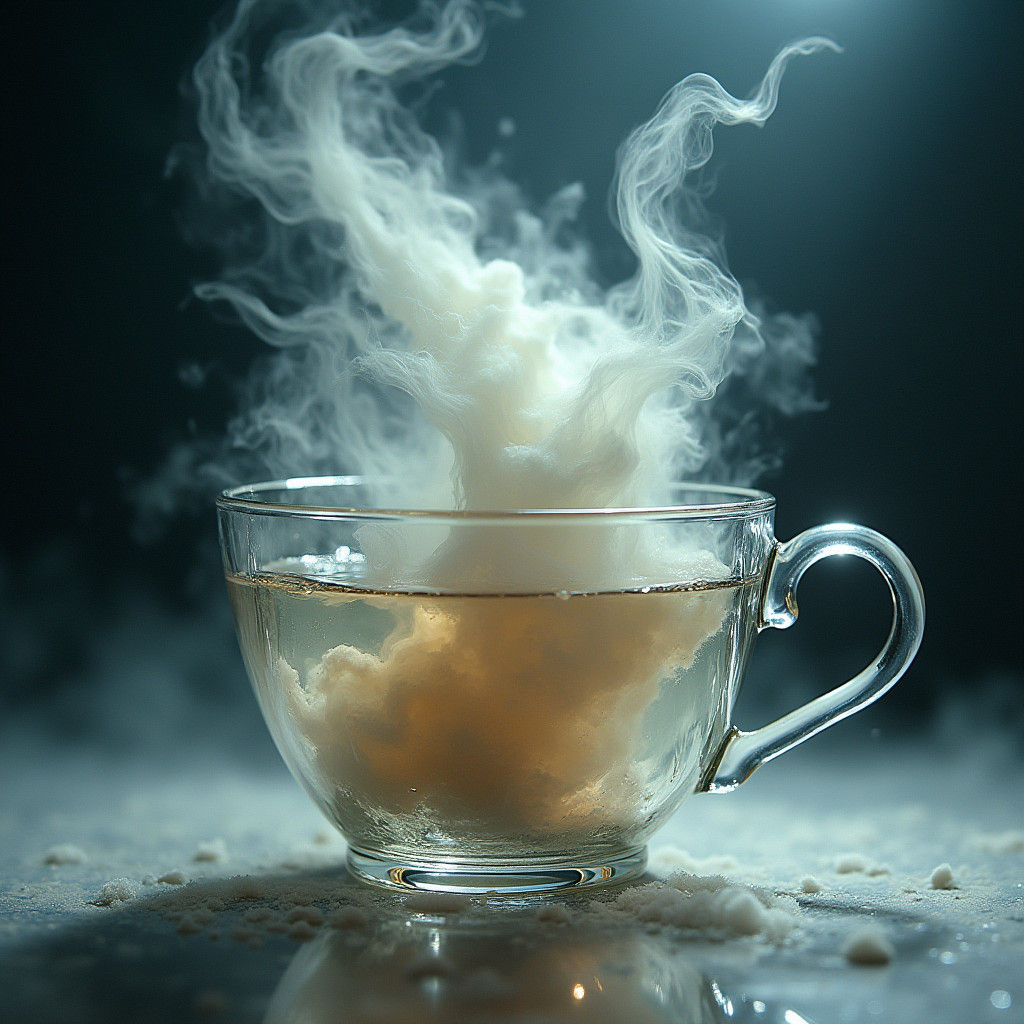 Ethereal Tornado in Teacup, Dreamlike Digital Art