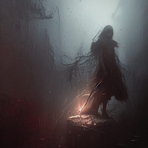 Dark Fantasy Ghost in Purple and Yellow, 8K