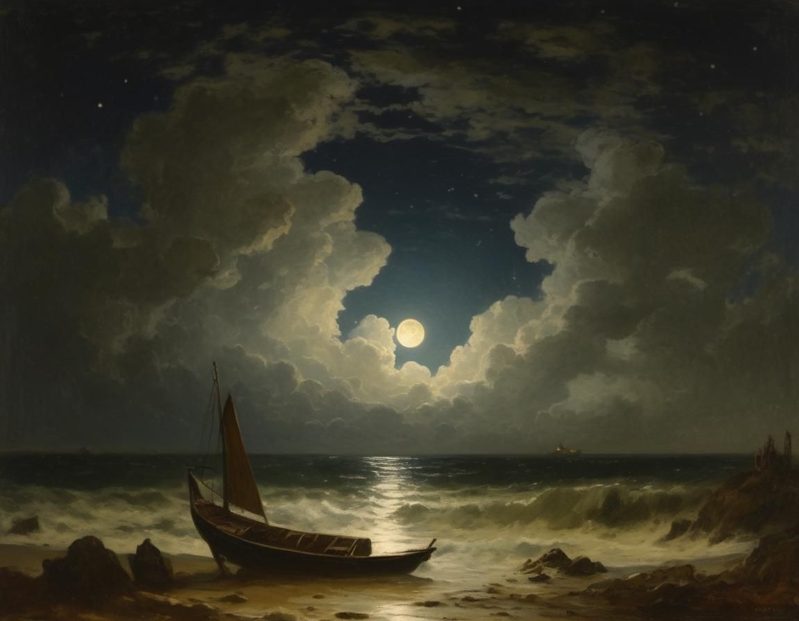 Moonrise Over the Sea: A Tranquil Scene