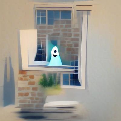 Mischievous Ghost Peering Through Window