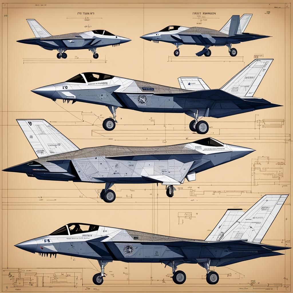 F-35 and F-117 Diamond Blueprint Mashup