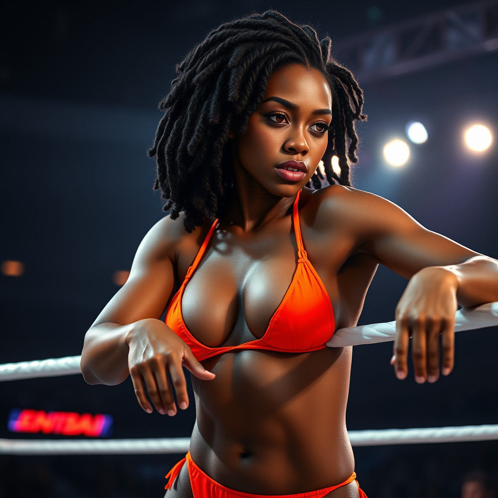 Athletic Woman in Arena: Hyperrealistic Digital Portrait