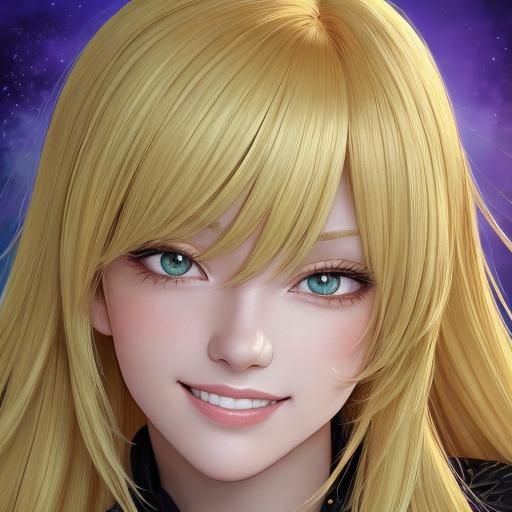 Anime Blonde Woman Portrait in Manga Style