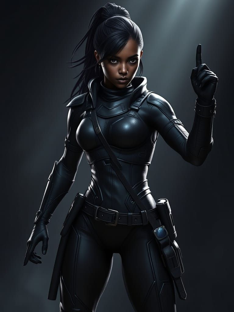 Elegant Warrior in High-Tech Armor