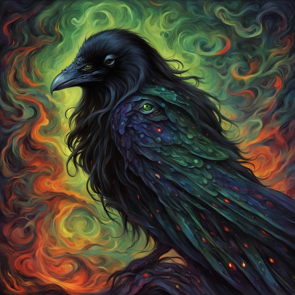 Gothic Vampire With Green Eyes in Shadow