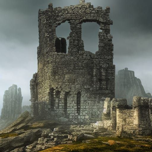 Dragon's Tower in Mysterious, Golden Light