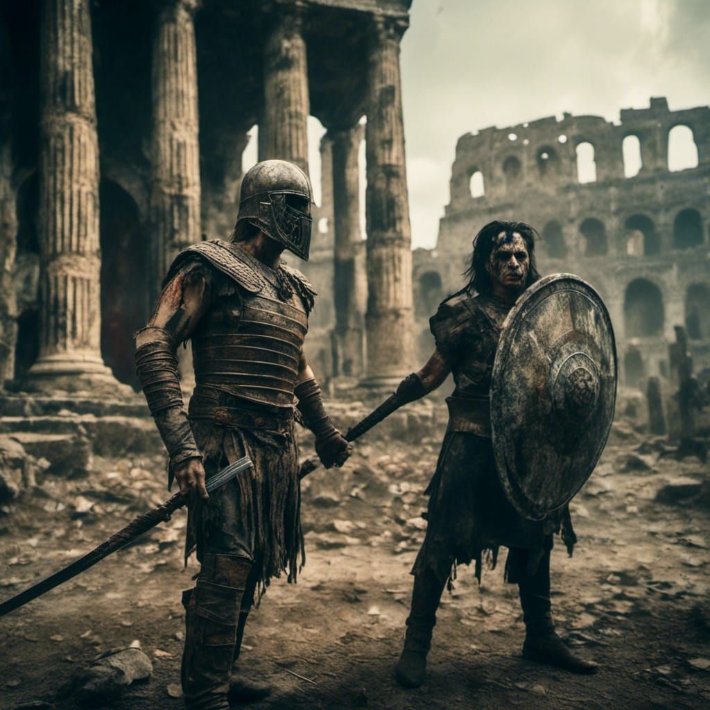 Gladiator Tattoo Design with Roman Colosseum